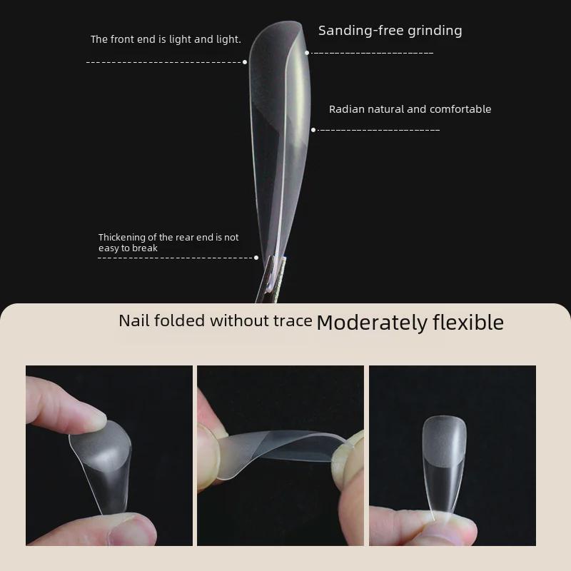 Jianais Ultra-Thin Seamless Matte Long Water Drop Nail Art Set (Sizes 0-11)