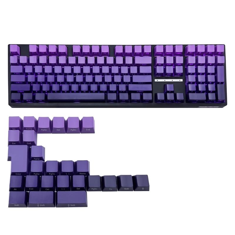 

134Keys Translucents Keycaps Purplee Gradients Side Print Backlit Shine Through Keycaps for 60 80 61/64/68/75/87 Keyboards 1