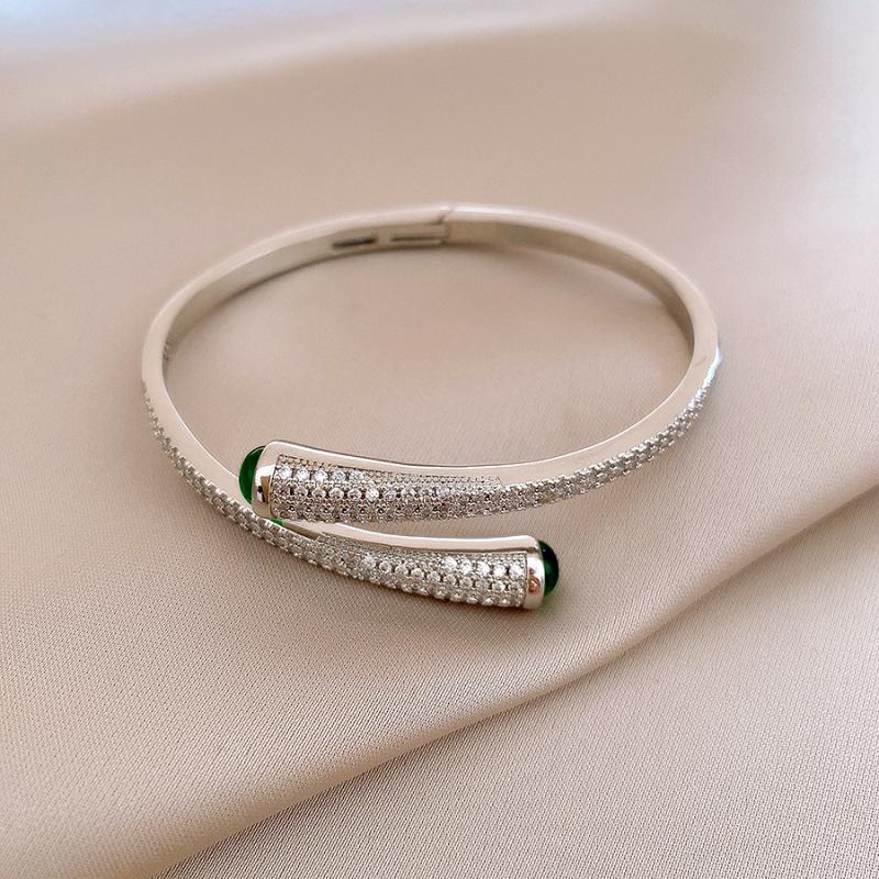 Banquet Luxury 18k Gold-Plated Zircon Snake Bracelet - Fashionable High-End Jewelry for Women