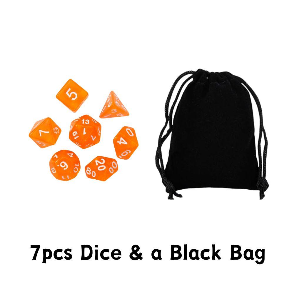 7pcs Plastic Transparent Polyhedral Dice With a Black Bag Role-playing Desktop Game Accessories Set YMY