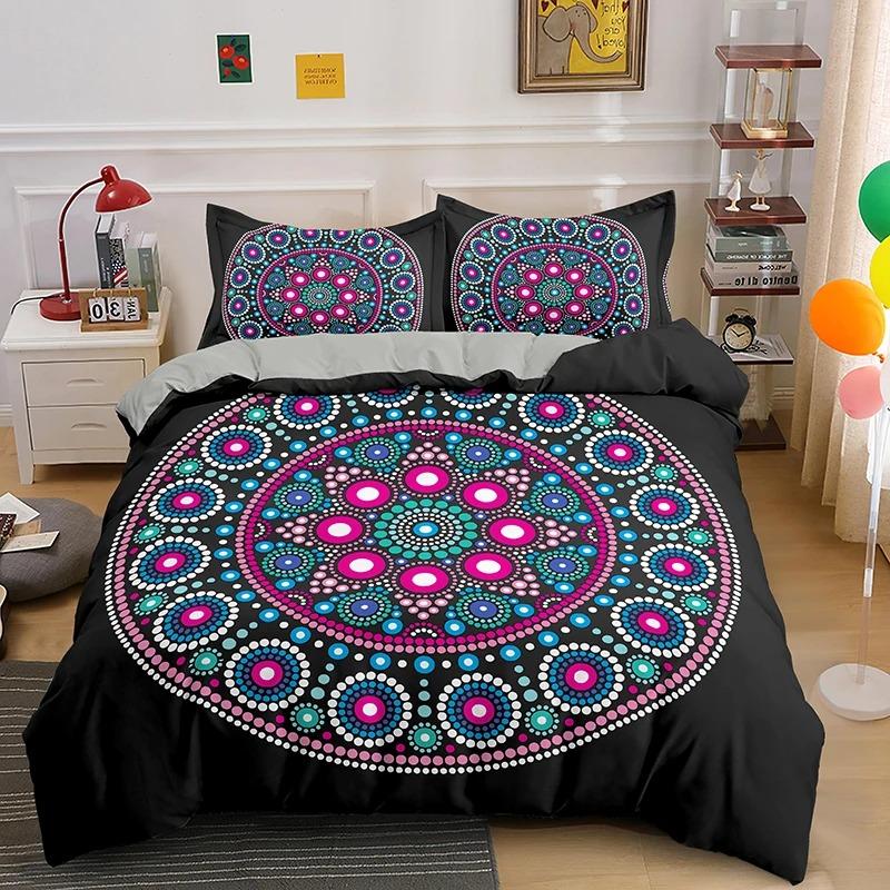Mandala Duvet Cover Set King Bedding Set Soft Comforter Cover With 1/2pcs Pillow Shams For Kids Adults Microfiber Quilt Cover