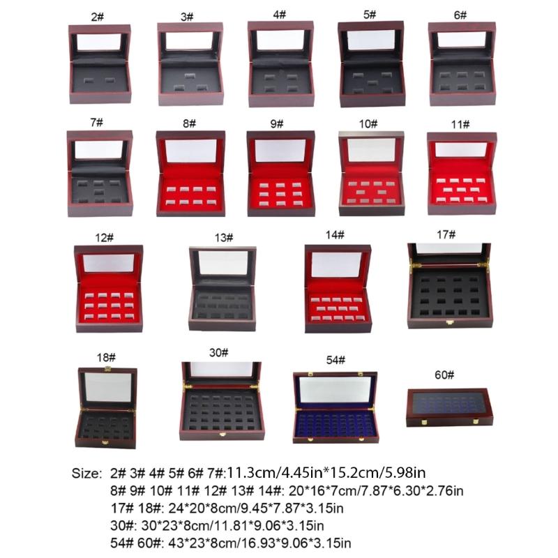 Cutie de expunere inel de campionat din lemn pentru inele sportive multiple, cutie de prezentare bijuterii, organizator depozitare memorabilii