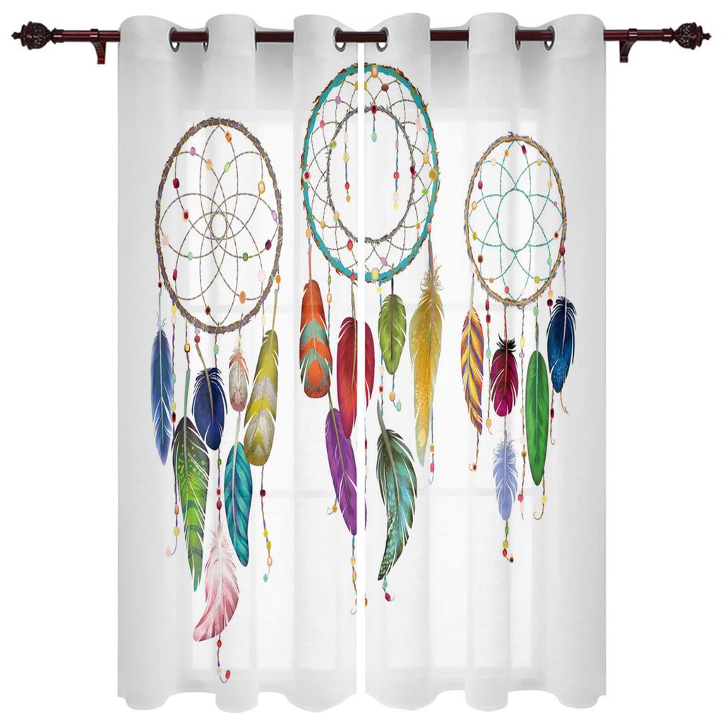 Dream Catcher Watercolor Feather Pattern Modern Window Curtains for Living Room Bedroom Curtain Blinds Drapes Door Curtains