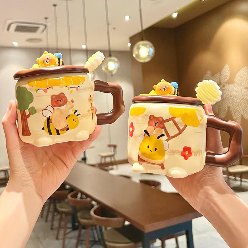 Creative Cute Little Bear Ceramic Mug for Birthday Gift for Sisters and Girlfriends
