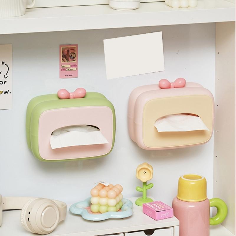 Einfaches Dopamin-Thema Taschentuchbox-Organizer Premium-Materialien Design Arbeitsplatten-Organizer für modernes Zuhause und Büro