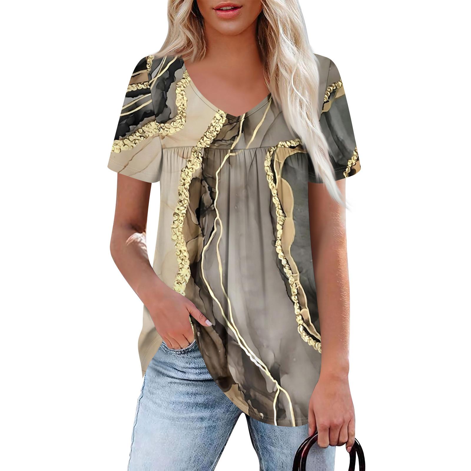 

Женский повседневный топ с V-образным вырезом, коротким рукавом, оборкой на груди и принтом XXL верблюд