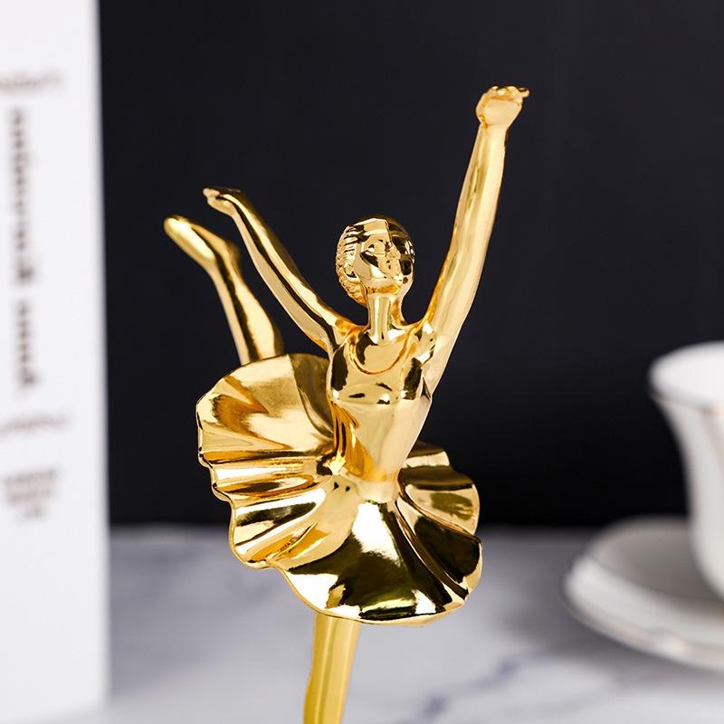 Metal Handicrafts Simulation Figure Sculptures Ballet Figures Dancing Girls Golden Statues Ballet Dance  Home Decoration