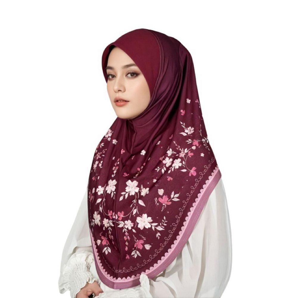 Breathable Eid Al-Fitr Long Floral Turban Adjustable Multiple Colors Printed Arab Lady Headscarf Versatile Cotton