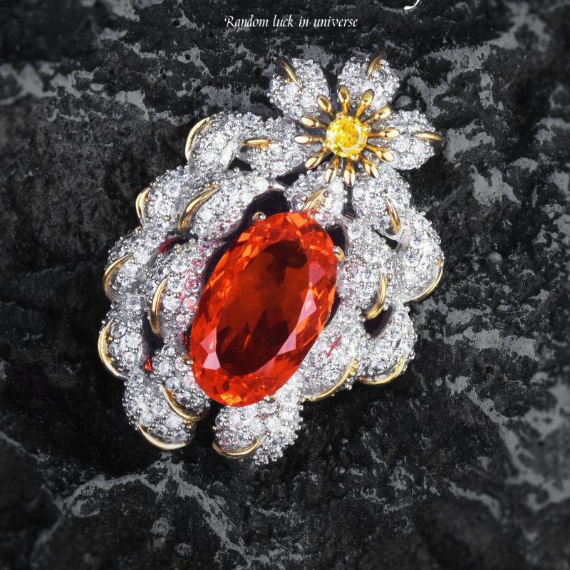 

BELLA BOX Итальянская большая брошь-подвеска цвета голубиной крови, двойное назначение, ожерелье цвета сокровища «морское синее», цвет «бабушкино-зеленое бриллиантовое сокровище» No.2 оранжевый