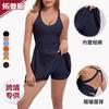 Womens Sleeveless Athletic Dress With Built-in Shorts Quick-Dry Running Gym Tennis Golf Skirt