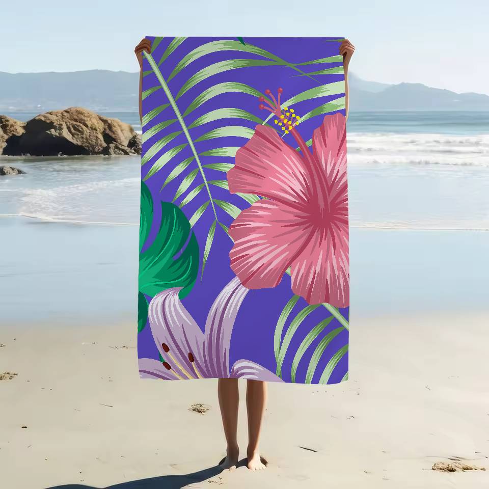 Tropical Plant Pattern Print Cartoon Beach Towel Cute Kawaii Room Decor Bath Girls Children Hand Towels For Bathroom Shower