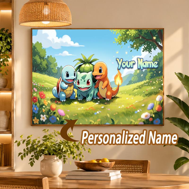 Bulbasaur Charmander Squirtle Custom Name Diamond Painting Personalized 5D Full Drill DIY Diamond Art Home Decor
