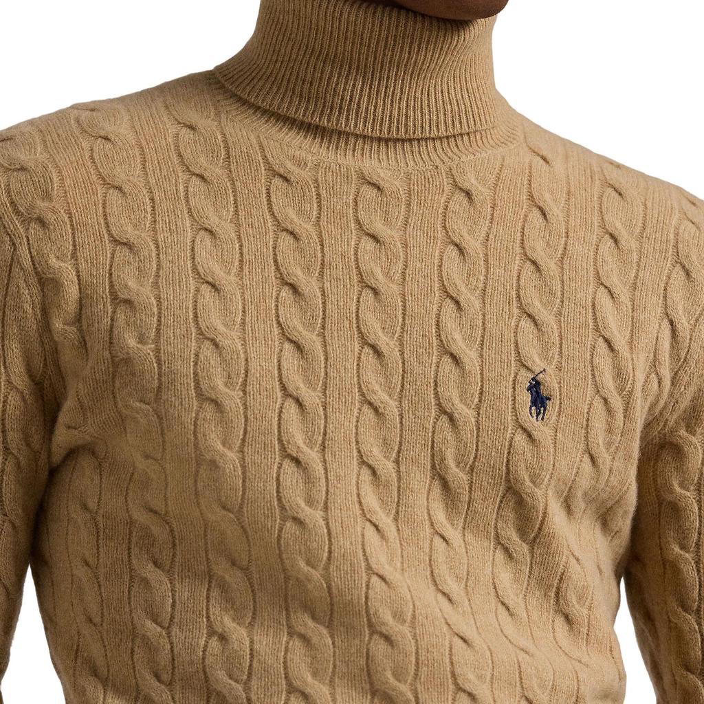 Polo Ralph Lauren Solid Color Pony Logo Embroidered High Neck Cable Knit Sweater Men Sweater MNPOSWE16821743-200