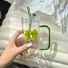 350ML Square Mug with Lids and Straws with Bow Water Cup Transparent Cup Milk Coffee Cups Glass Mug High Temperature Drinkware