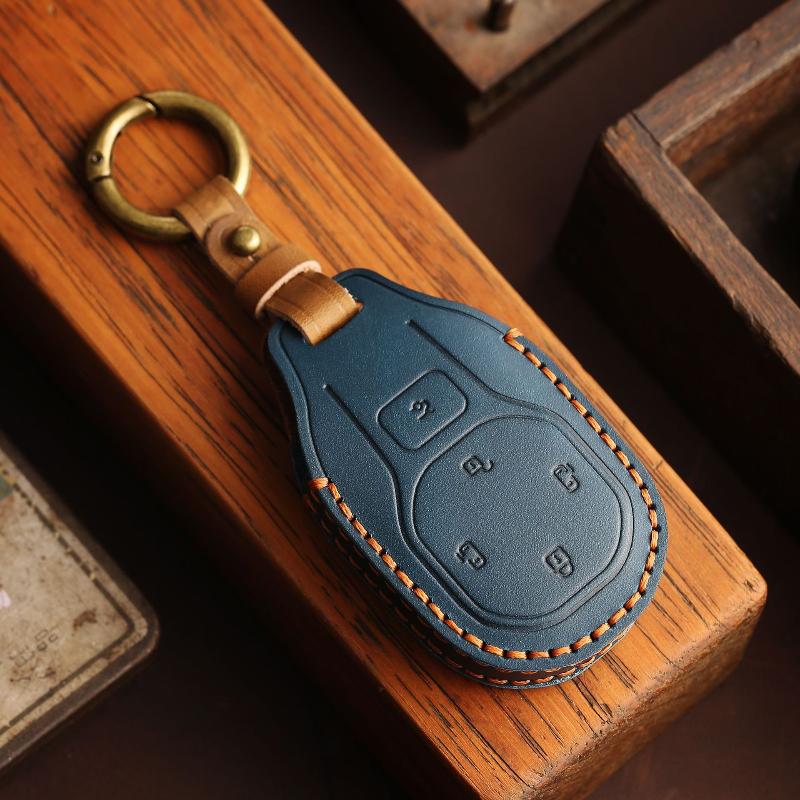 Leather Car Key Fob Cover Case for GAC Trumpchi E8 E8MAX Xiangwang S9 Key Shell Anti-Scratch Remote Key Protective Cover
