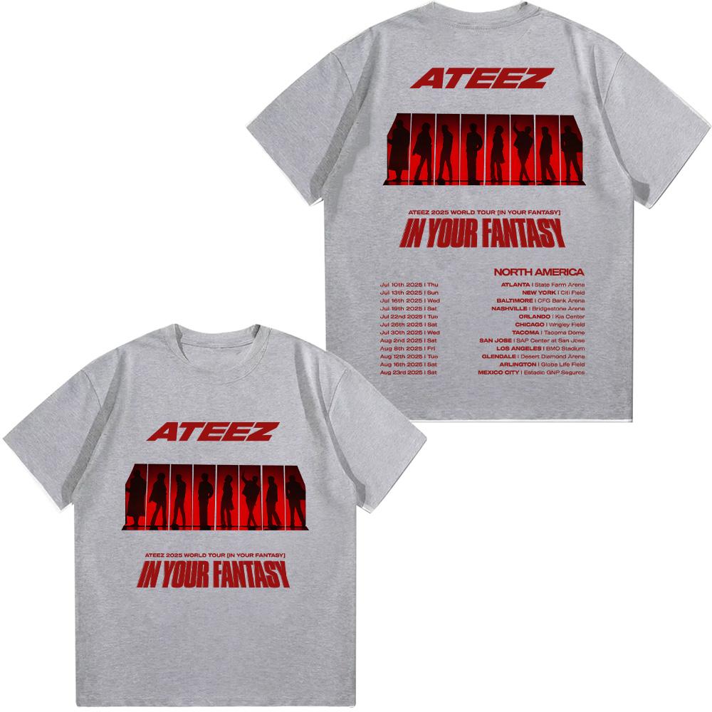Ateez 2025 World Tour In Fantasy T Shirt ATEEZ In Treasure Shirt Female Cotton Summer New T-shirts Unisex High Quality Soft Tees