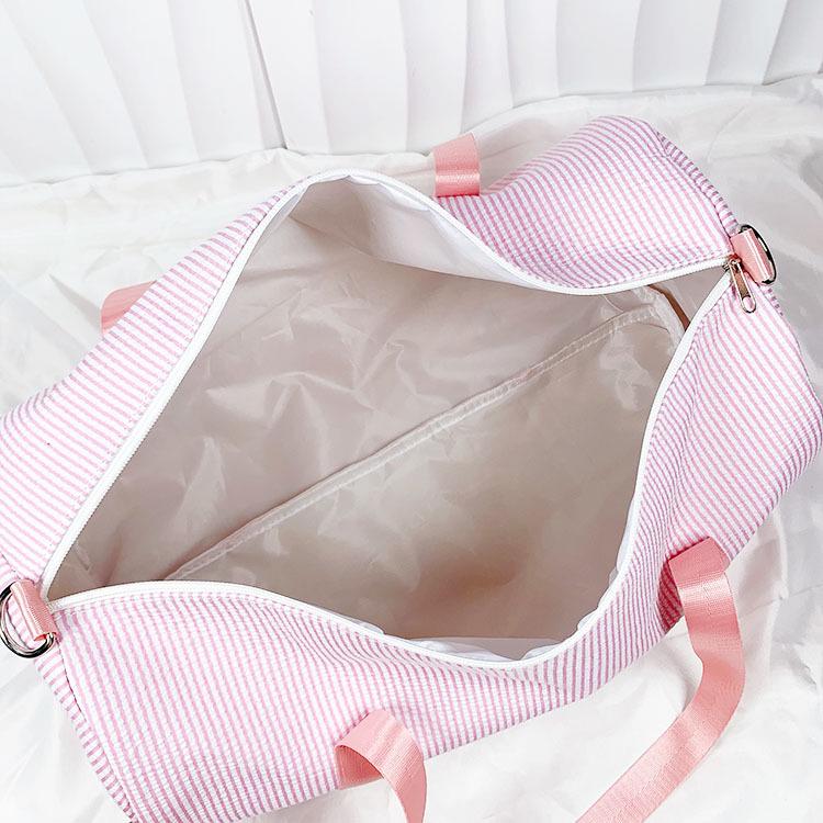 Seersucker Stripe Crossbody & Pillow Handbag - Minimalist, Foldable Travel & Beach Bag