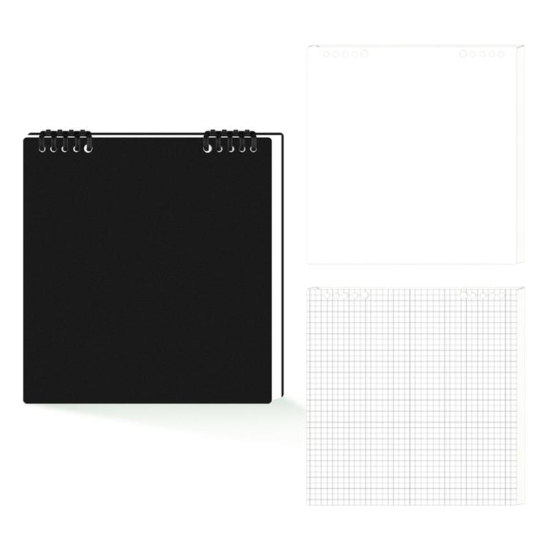 

Binder Notebook Refillable 10 Hole Pre-Punched Binder Journal Notebook 120 Pages Gridded for Noting Planning Journaling чорний