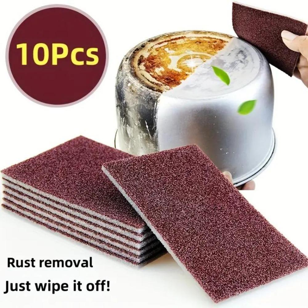 10Pcs Premium Diamond-Coated Sponge Wipes Effortless Kitchen Cleaning Magic for Pot Bottom, Rust Stainless Steel Pot, and Dish Washing