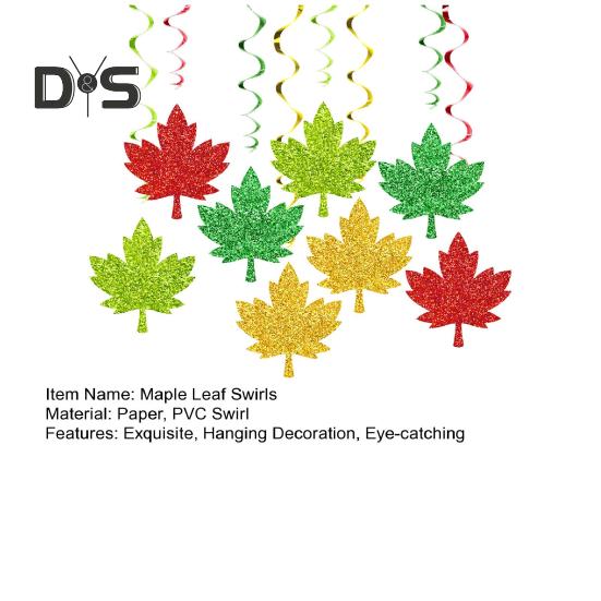 Decoração de Redemoinhos Pendurados de Folhas de Outono Ação de Graças Folha de Bordo Redemoinhos Streamers Decoração Pendurada no Teto de Colheita de Outono para Suprimentos de Festa de Aniversário