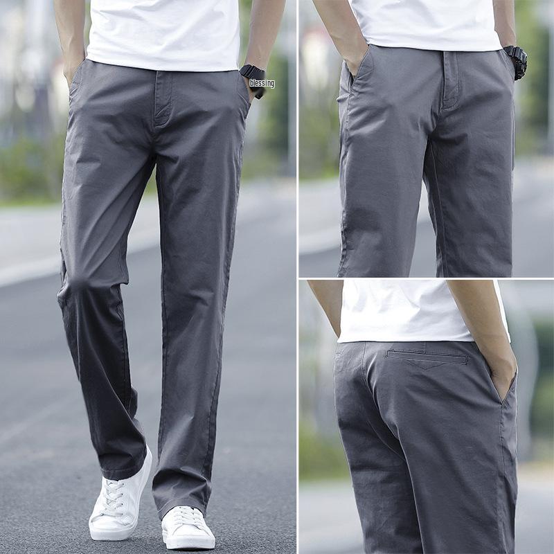 Men's Plus Size Cotton Casual Pants - Spring/Autumn 2025, Loose Straight Leg with Winter Velvet Lining