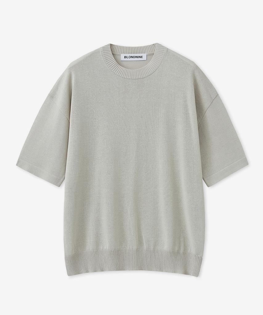 BLOND9 Cool Essential Round Neck Short Sleeve Knit_Sand