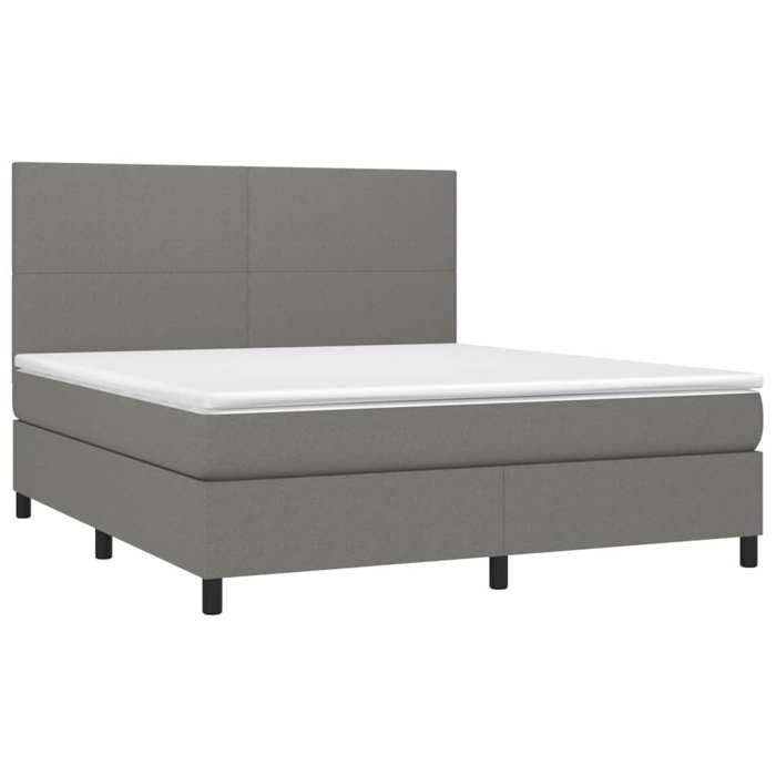Maison Exclusive - Sommier à lattes de lit et matelas et LED Gris foncé 160x200 cm