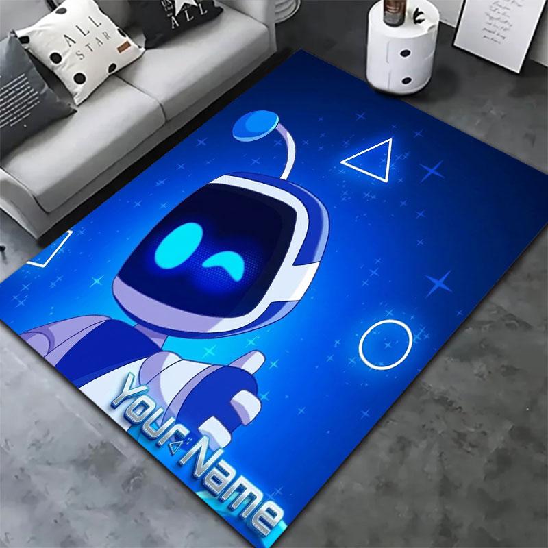 ASTRO BOT Benutzerdefinierter Name Teppich für Wohnzimmer Schlafzimmer Zuhause Sofadekoration, Kinderspiel Rutschfeste Bodenmatte