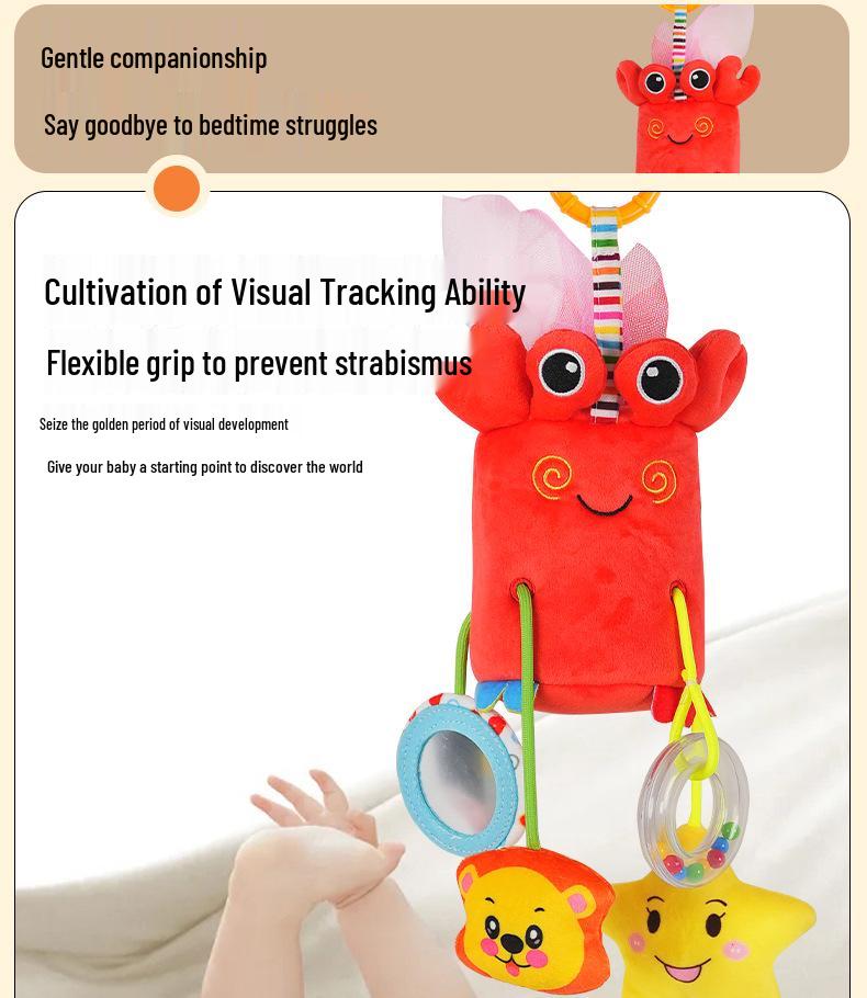 Crab Tissue Box Baby Stroller Pendant & Pull-Along Rattle Toy Safety Seat
