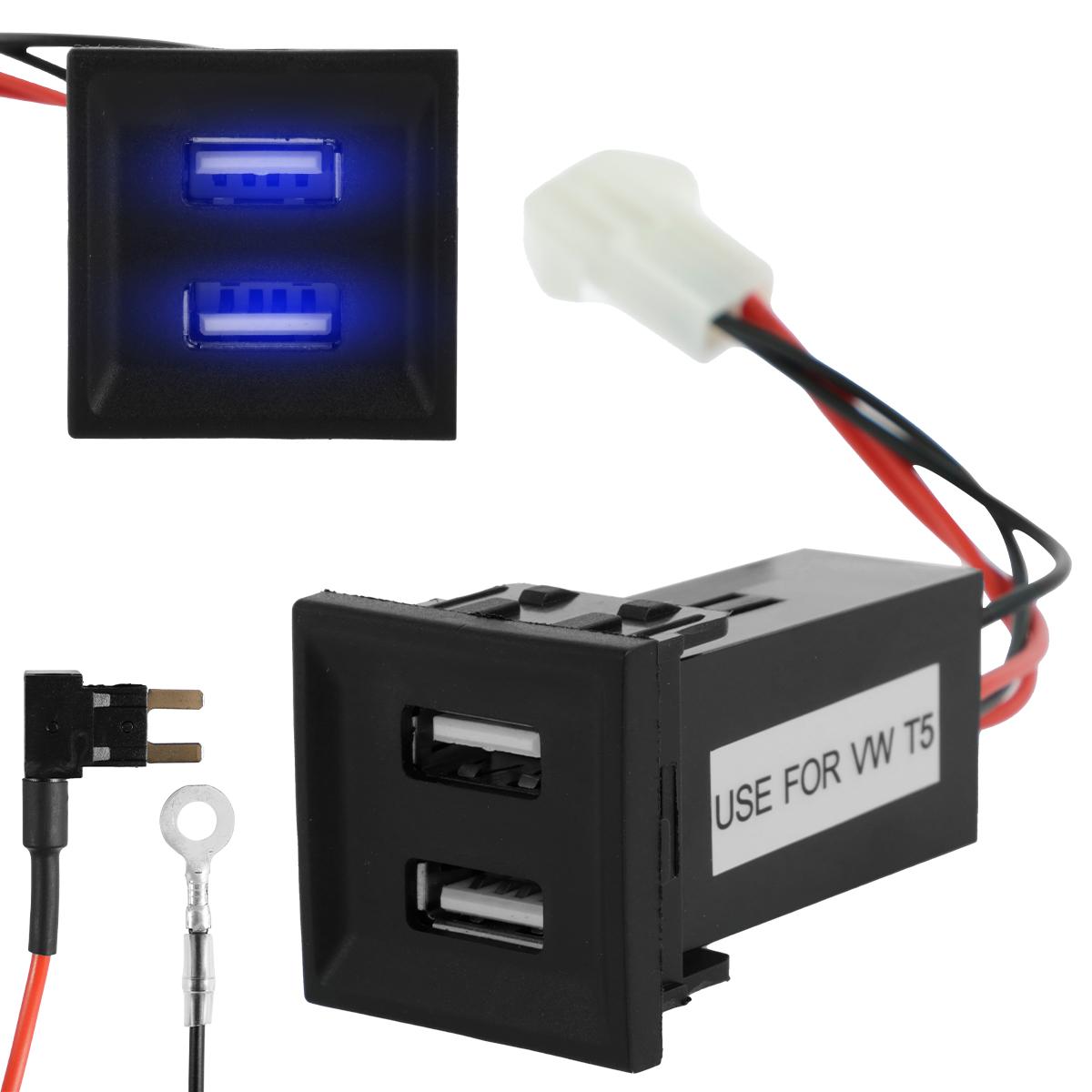 

Подвійний USB-роз єм для зарядки телефону, сумісний з Transporter T5 2003-2009. Професійний автомобільний зарядний пристрій, розетка живлення для автомобіля