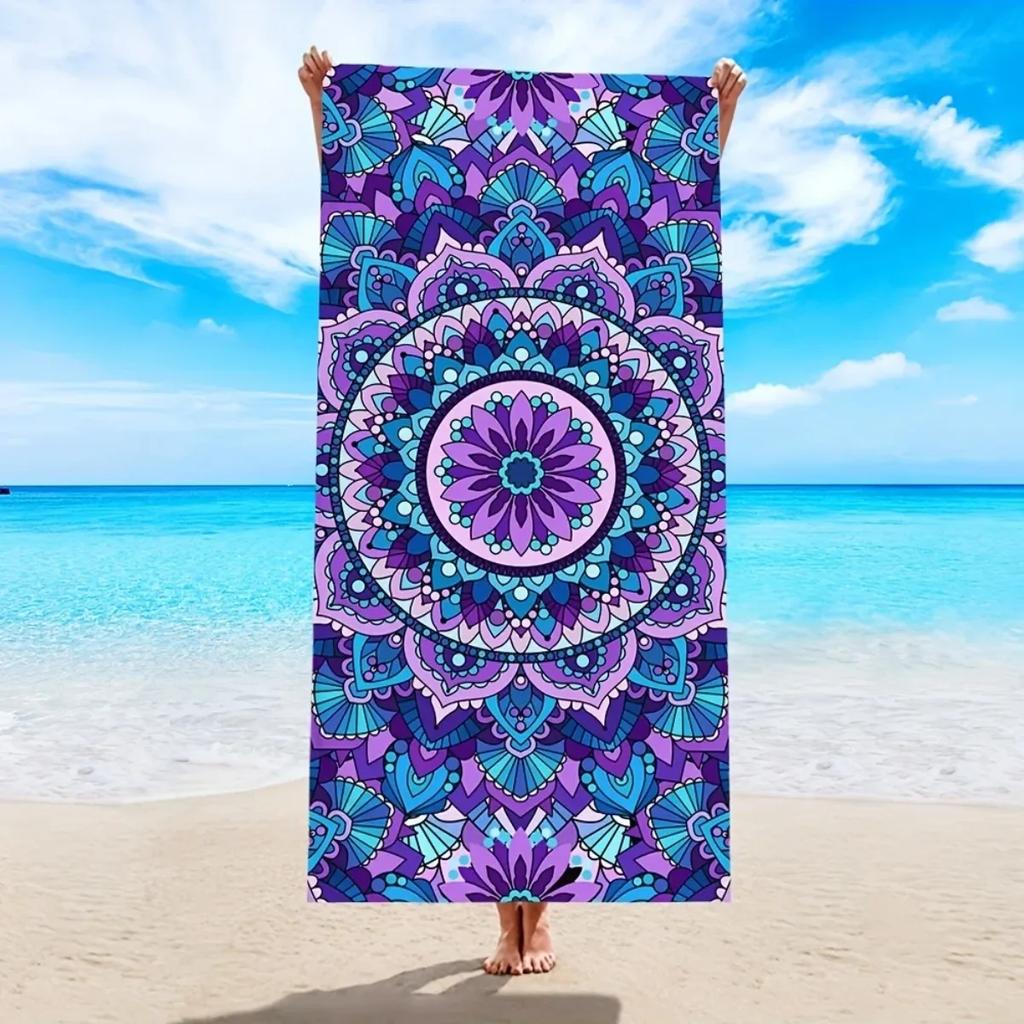 Mandala Pattern Microfiber Beach Towel - Soft, Absorbent, Quick-drying - Perfect for Swimming, Camping and Bathing