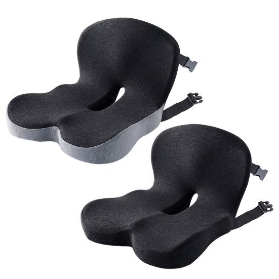 Yousheng Truck Driver Seat Cushion Memory Foam Back Cushion with Adjustable Strap Ergonomic Lumbar Support Cushion for Sciatica Relief Long Drives