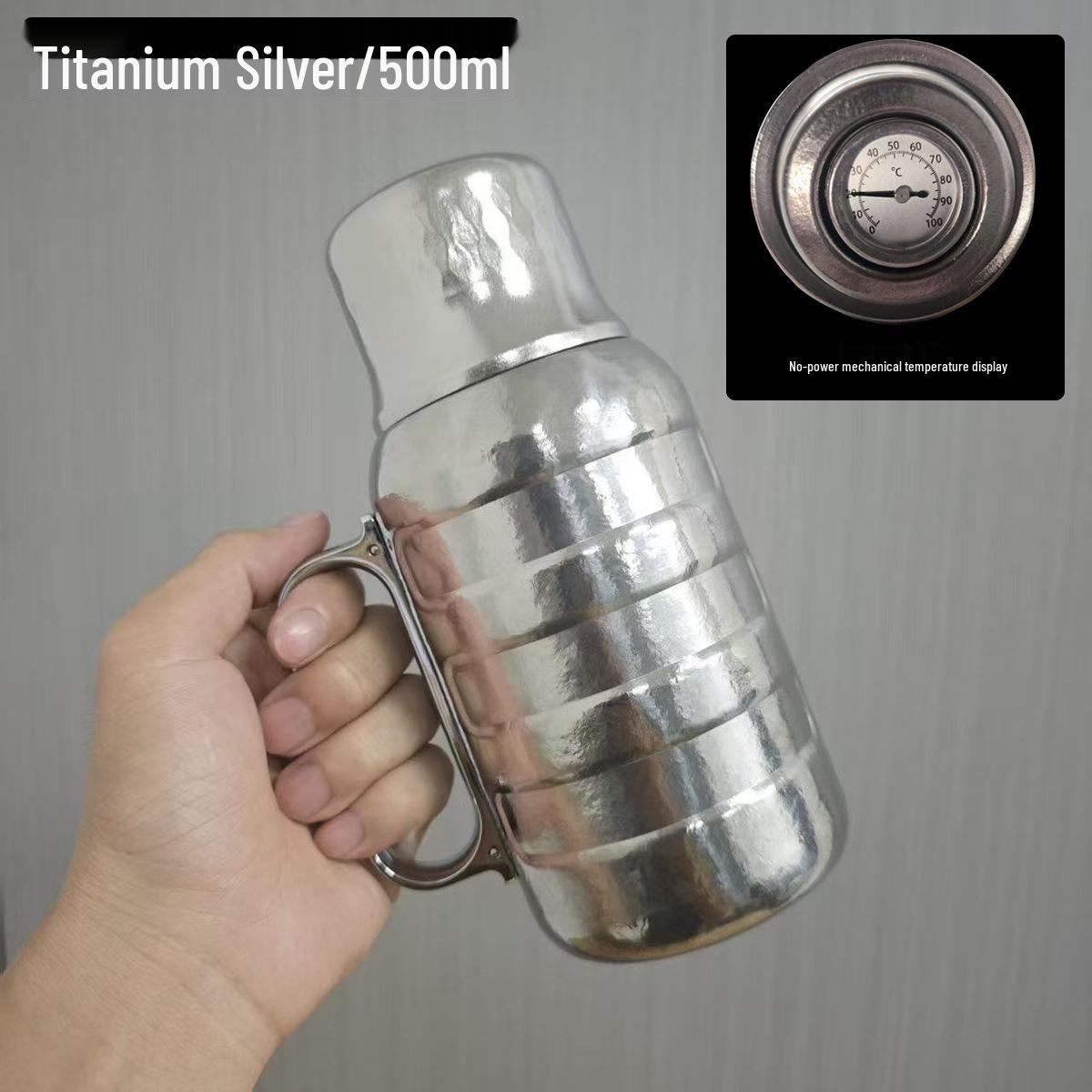 Titanium Double-Layer Insulated Mug with Portable Tea Infuser - Outdoor Tea & Water Separation Cup 500ml