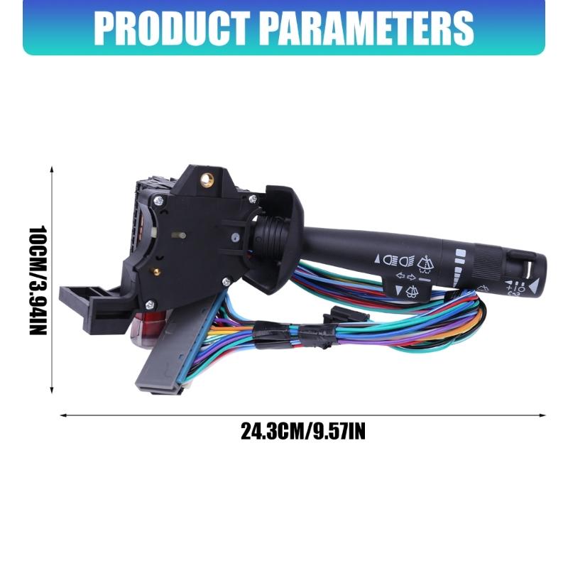 Steering Column Combination Lever Assembly 26090822 with ABS Housing, Multicolor Wire Harness, Rectangular Harness Connection, and Turn Signal,