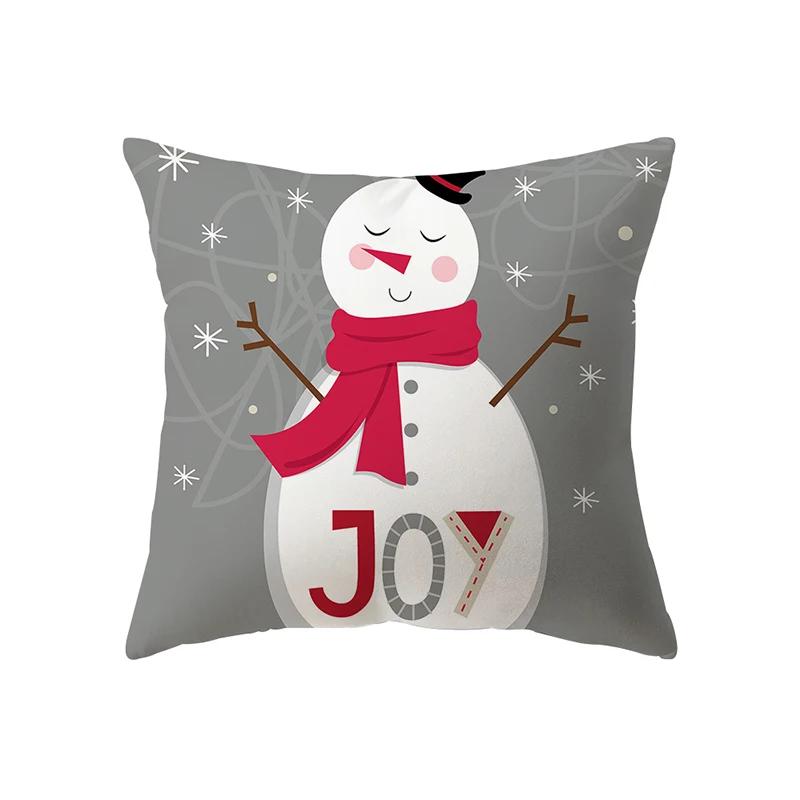 Merry Christmas Cute Santa Claus Snowman Print Pattern Cushion Cover Home Living Room Sofa Decoration Pillow