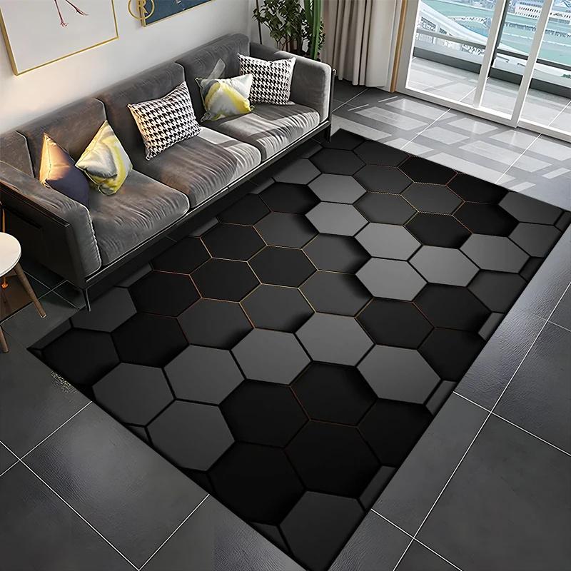 3D Abstract Mirror Geometric Illusion Large Area Rug Carpet for Home for Living Room Bedroom Sofa Decor Floor Kids Play Mat Gift
