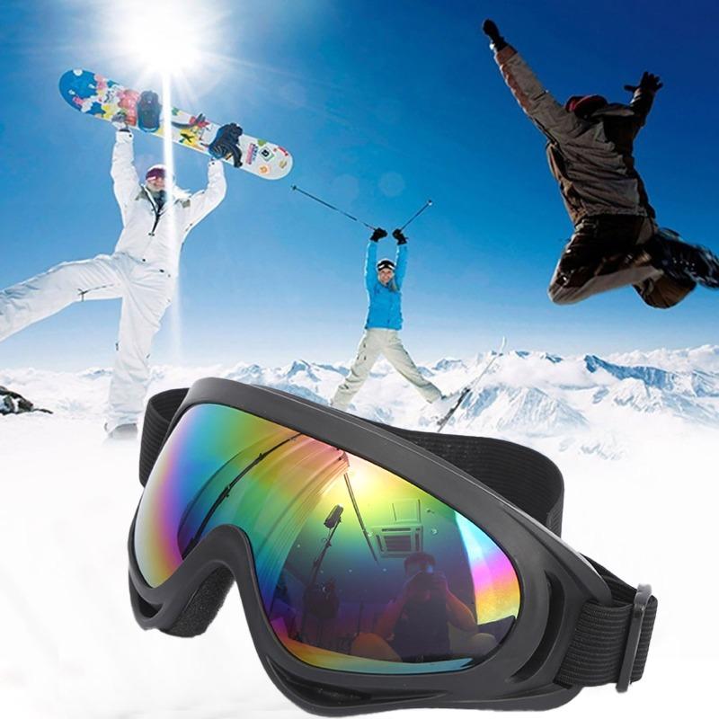 Versatile Windproof Sports Goggles for Skiing, Cycling & Motorcycle Riding, Durable PC Frame & Lens, Black