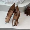 Mode SUOJIALUN Sommer Neu Damen Sandale Mode Spitz Zehenbereich Flach zum Hineinschlüpfen Damen Elegant Slingback Schuhe Dünner Mittlerer Absatz Kleid Pantoletten