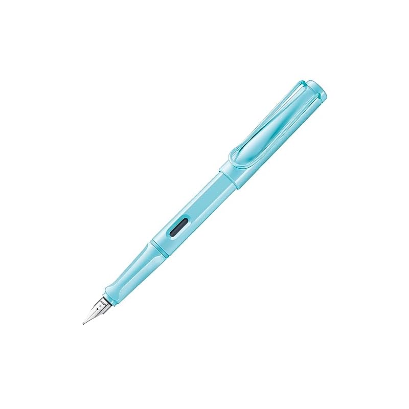 LAMY Safari Aqua Sky Fountain Pen, Light Blue - Ergonomic grip and polished steel nib, Size EF - Ideal for writing and calligraphy - Includes LAMY T