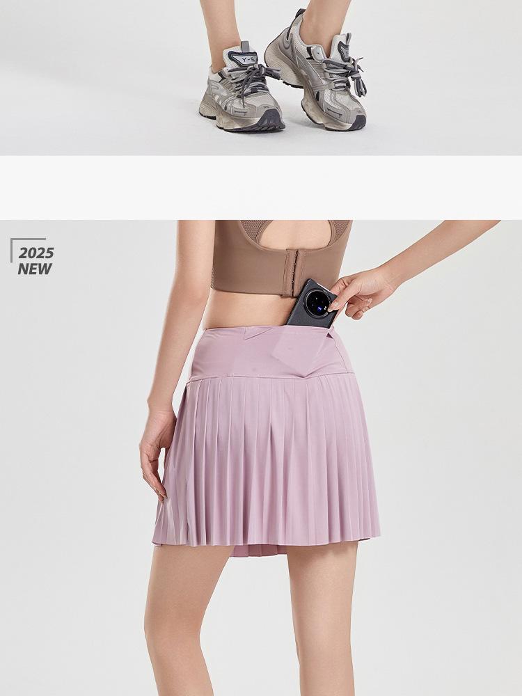 Women's Plus Size Quick-Dry Pleated White Tennis Skirt with Anti-Exposure Shorts