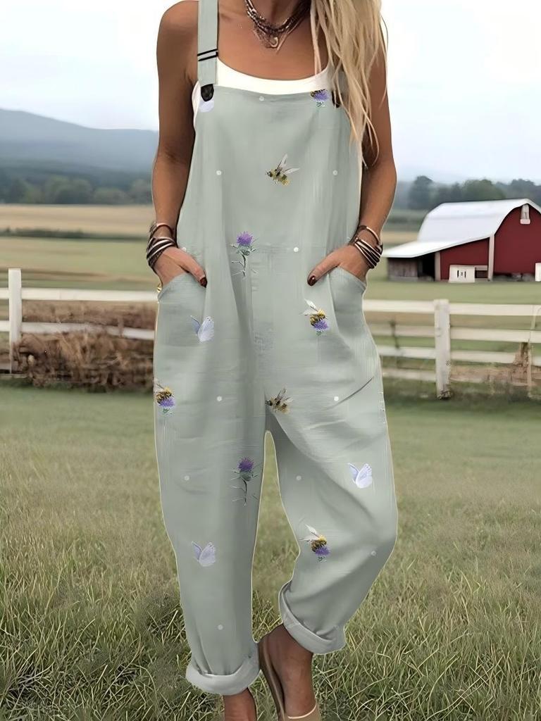 Bretelle da donna Jumpsuit estiva da donna con stampa retrò europea e americana