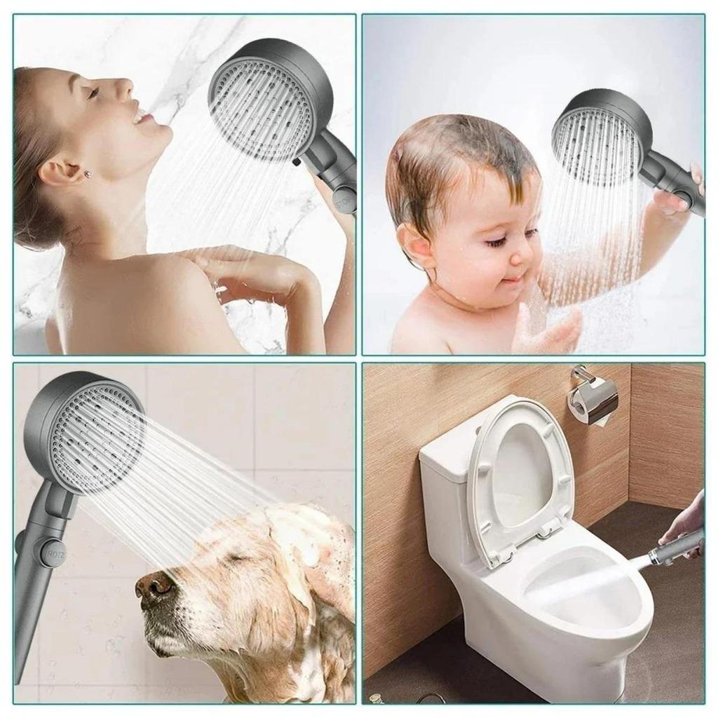 Pressure Shower Head 5 Modes Adjustable Water Saving Shower Head Water Massage Shower Head Bathroom Accessories