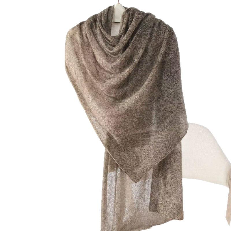100% Cashmere 70x180cm Print Wrap Scarf Women Lightweight Breathable Knitted Pashmina Shawl Travel Cape Foulard All-Season Chic Layering
