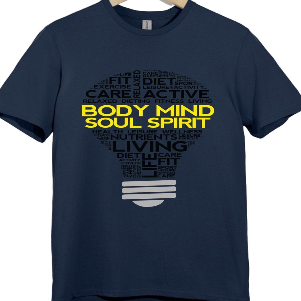 Mind Body Spirit T Shirt Yoga Meditation Fitness Wellness Graphic Tee