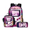 New Games Console Pattern Three Piece Set Backpacks for Boy and Girls Best Gifts 2D Flat Cartoon School Backpack for Children