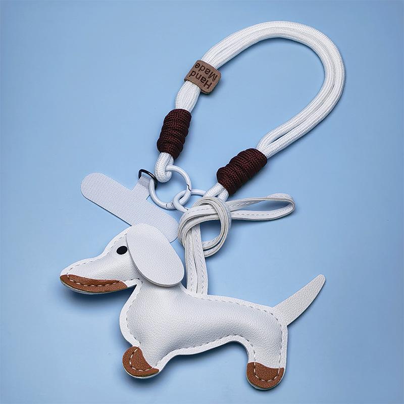 Breloc Piele Teckel Pui & Șnur Telefon