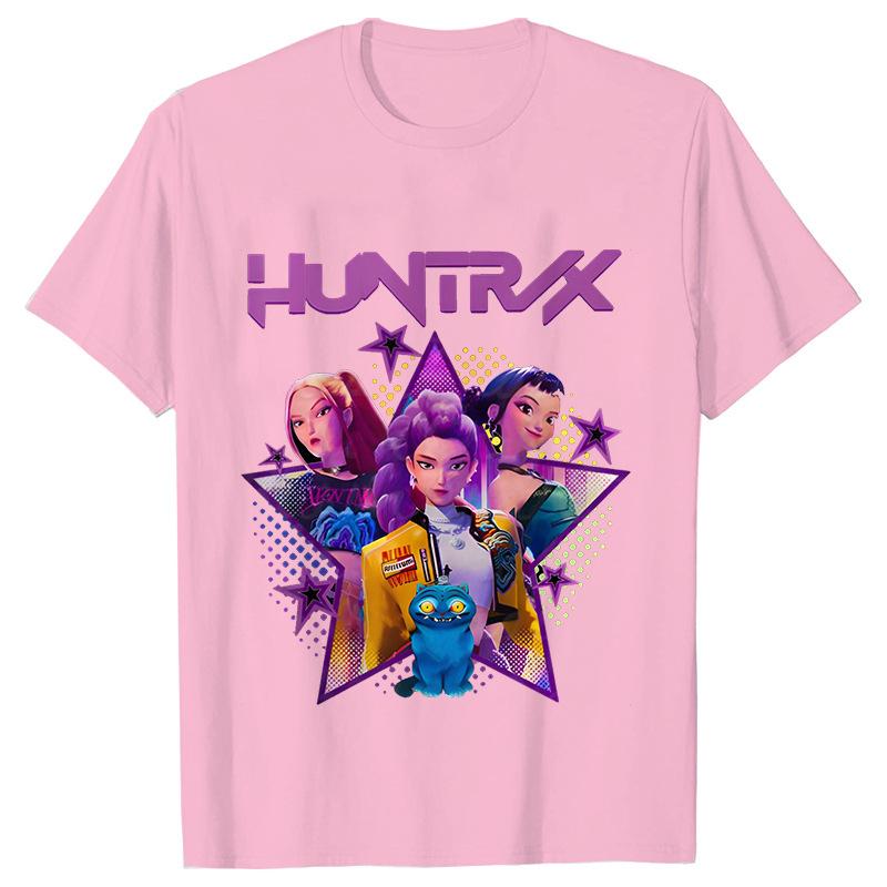 Kpop Demon Hunters Cartoon T-shirt for Chrildren  O-neck T-shirts 2025 Hot Movies Same Tshirts Fans Gifts Y2K High Street Tops