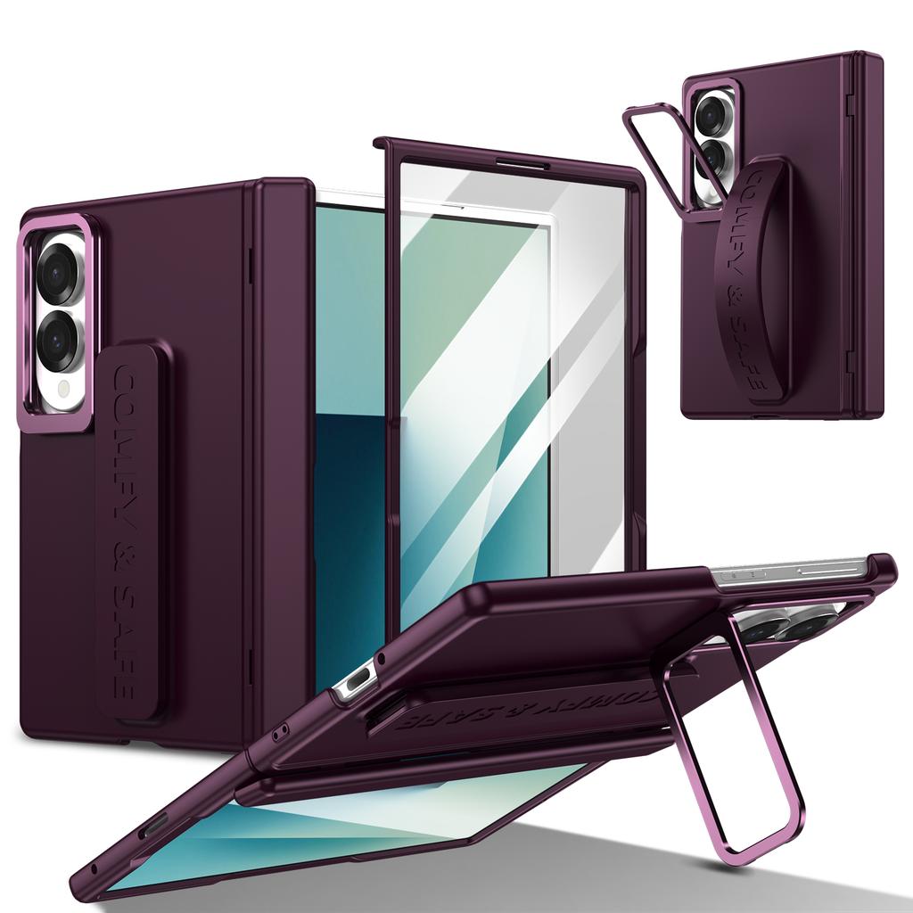 For Samsung Z Fold 8 Ultra 4 5 6 7 Case Full Hinge Protection Built-in Kickstand Hand Strap Screen Protector Shockproof Cover