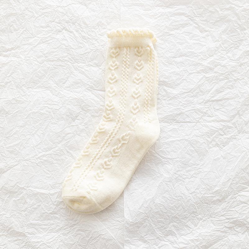 Womens Socks Ruffle Turn-Cuff Mid Cut Ankle Crew Socks All Season Soft Knit Cotton Socks Solid Color Lettuce Dress Sock