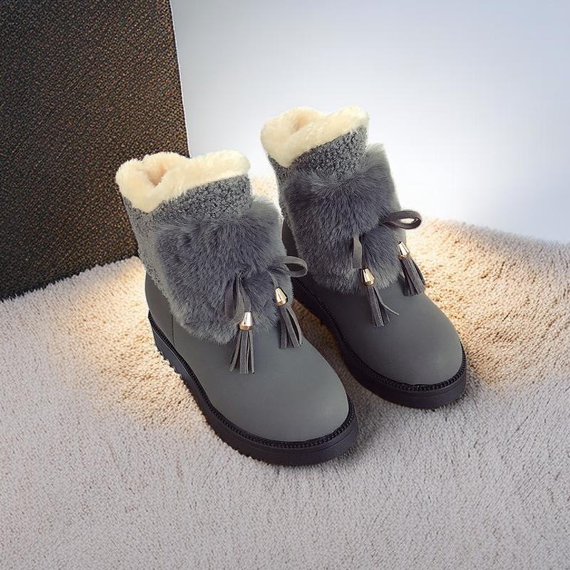 Winter Waterproof Ladies Shoes Round Toe Chunky Plush Warm Women's Snow Boots Goth Comfortable and Elegant Booties on Promotion